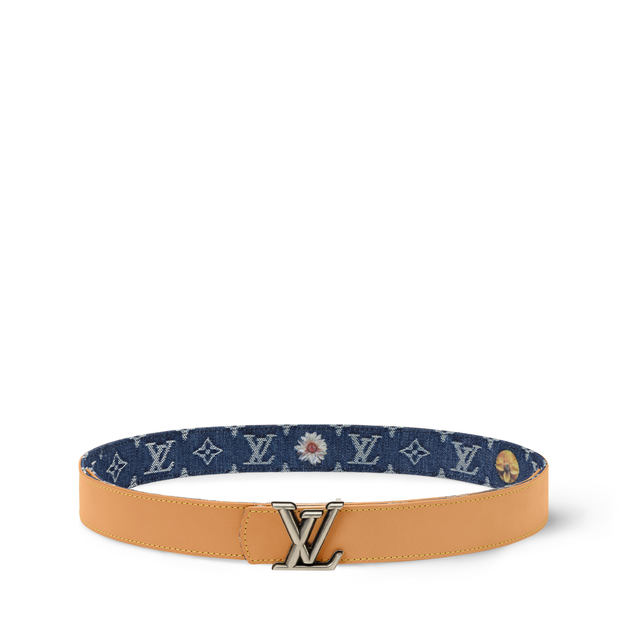 LV Dimension Monogram Denim Flower 35mm Reversible Belt